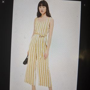 Topshop yellow white striped jumpsuit